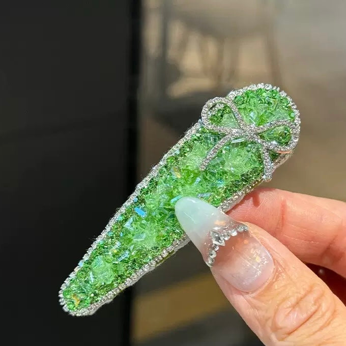 Green crystal hair clip