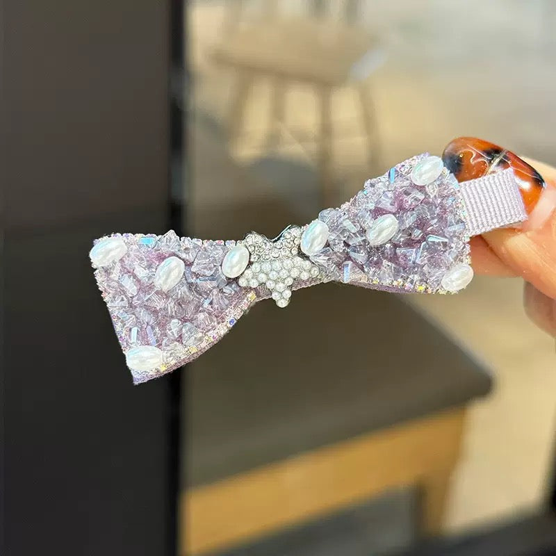 Bow Czech Diamond Hair Clip | Alloy Rhinestone Barrette | Sparkly Classic Bridal Hairpin | Elegant Luxury Gift for Women