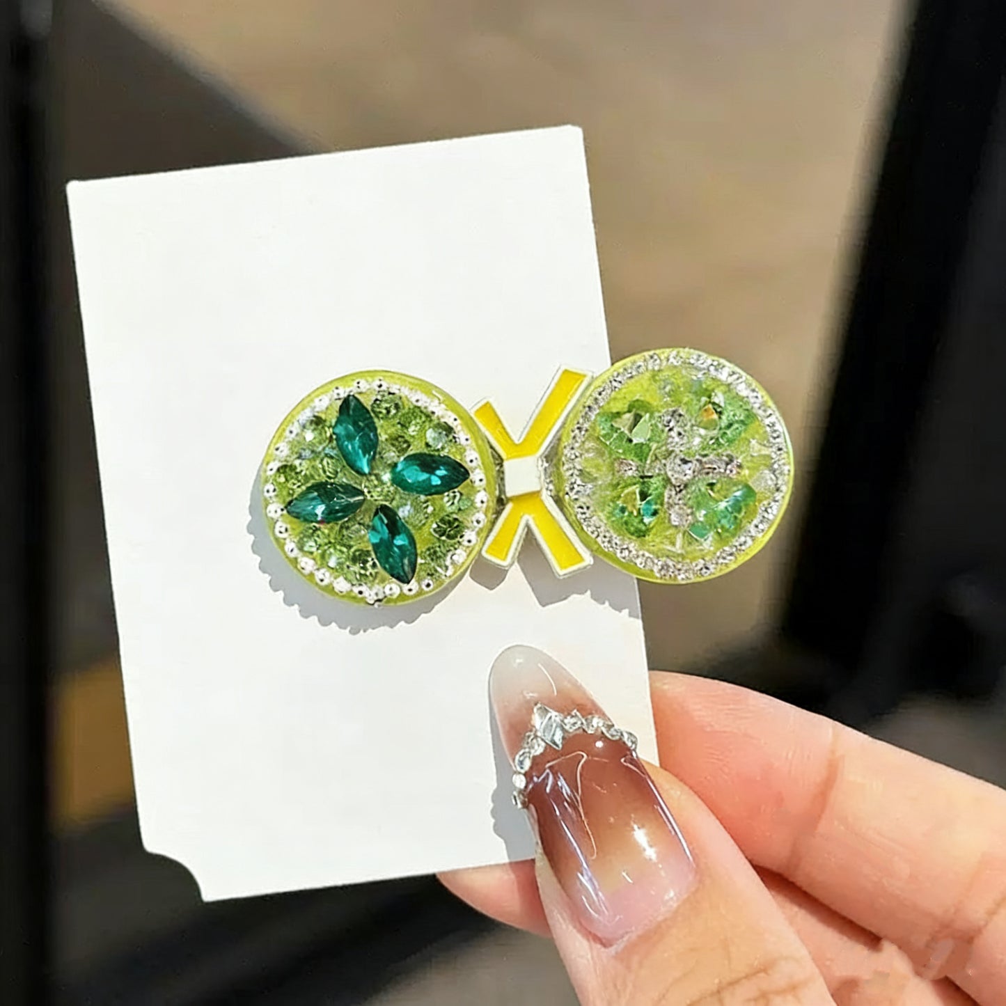 Yellow Pineapple Czech Diamond Hair Clip | Alloy Rhinestone Barrette | Sparkly Tropical Fruit Hairpin | Summer Luxury Gift for Women