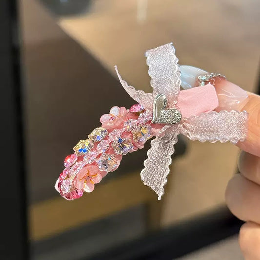 Pink crystal hair clip