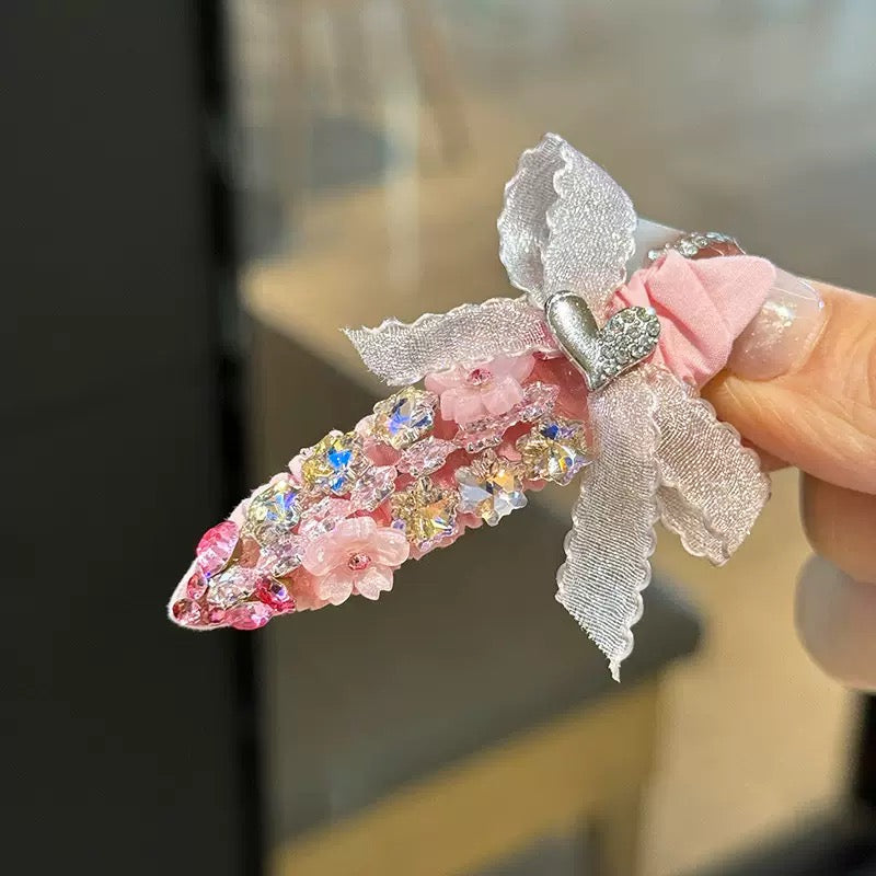 Pink crystal hair clip