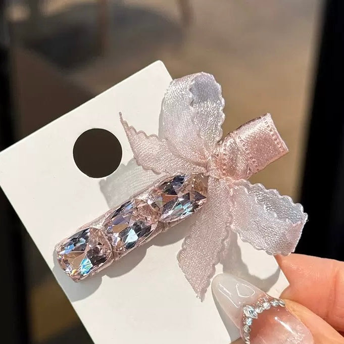 Pink crystal hair clip
