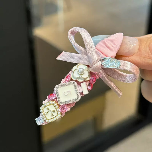 Pink crystal hair clip