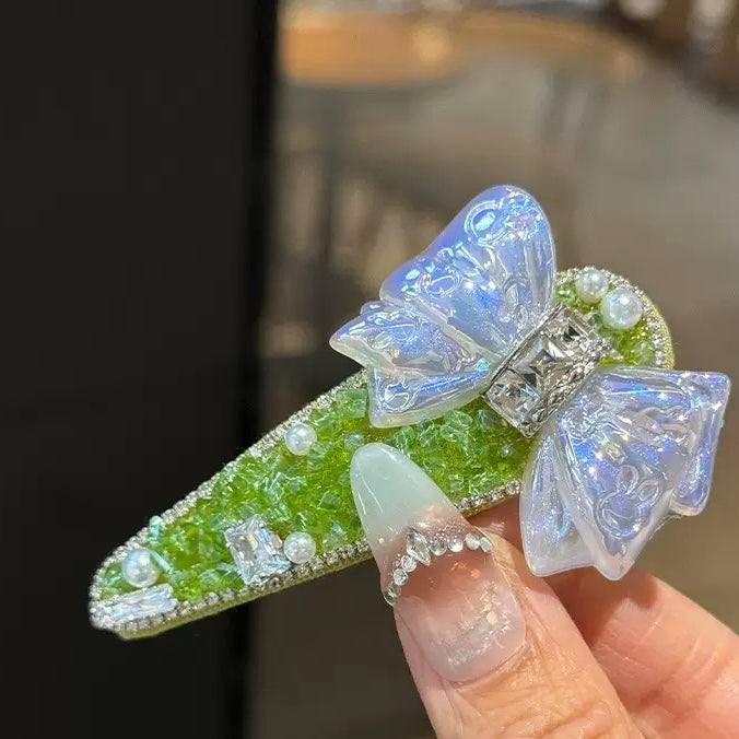 Green crystal hair clip