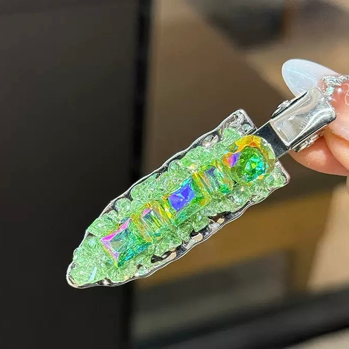 Green crystal hair clip