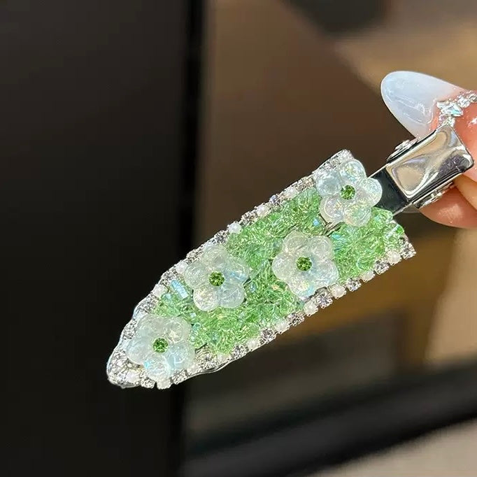 Green crystal hair clip