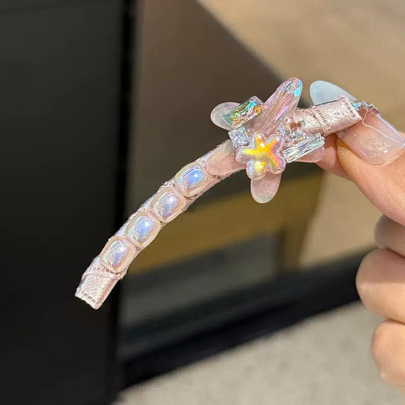 Pink crystal hair clip
