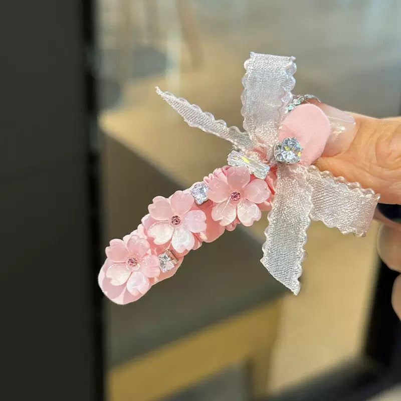 Pink crystal hair clip