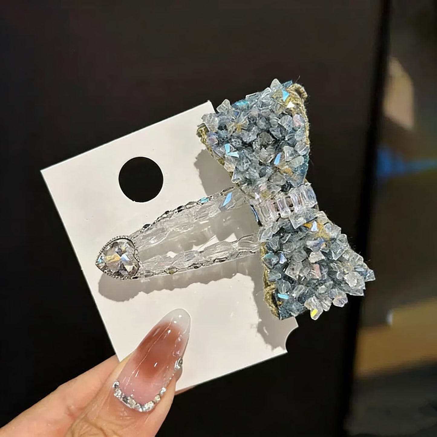 Light Blue Czech Diamond Hair Clip | Alloy Rhinestone Barrette | Sparkly Serene Bridal Hairpin | Elegant Luxury Gift for Women