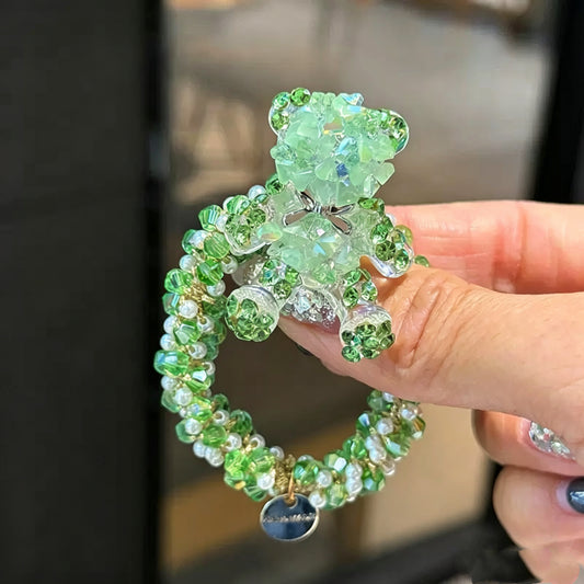 Green bear hair tie