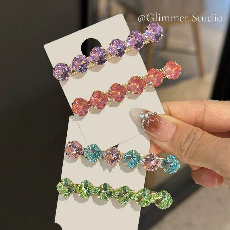 Handcrafted K9 Crystal Rhinestone Hair Clip - Sparkling Duckbill Barrette