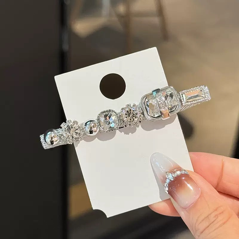 Sparkling Czech Diamond Hair Clip | Alloy Rhinestone Barrette | Brilliant Shine Wedding Bridal Hairpin | Luxury Gift for Women