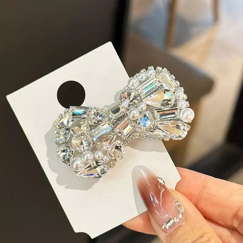 Sparkling Czech Diamond Hair Clip | Alloy Rhinestone Barrette | Brilliant Shine Wedding Bridal Hairpin | Luxury Gift for Women