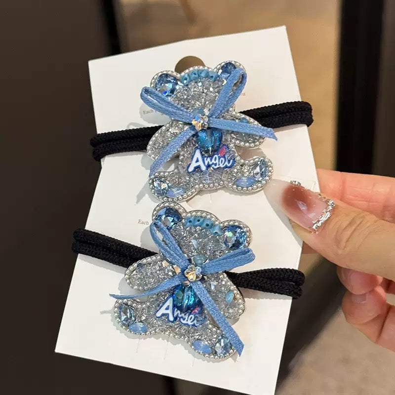 Blue Bear Czech Diamond Hair Clip | Alloy Rhinestone Barrette | Sparkly Animal-Shaped Bridal Hairpin | Cute Luxury Gift for Women