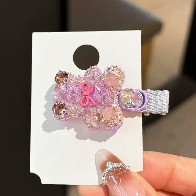 Pink Czech Diamond Hair Clip | Alloy Rhinestone Barrette | Sparkly Romantic Bridal Hairpin | Sweet Luxury Gift for Women