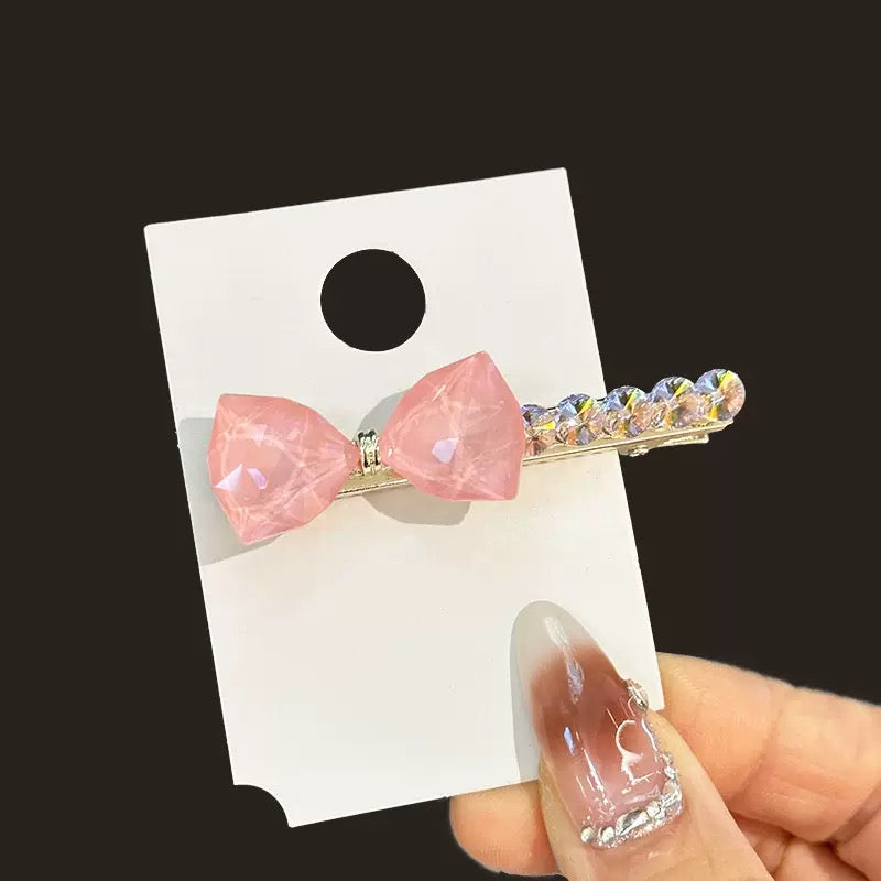 Bow-Shaped Czech Diamond Hair Clip | Alloy Rhinestone Barrette | Sparkly Classic Bridal Hairpin | Elegant Luxury Gift for Women