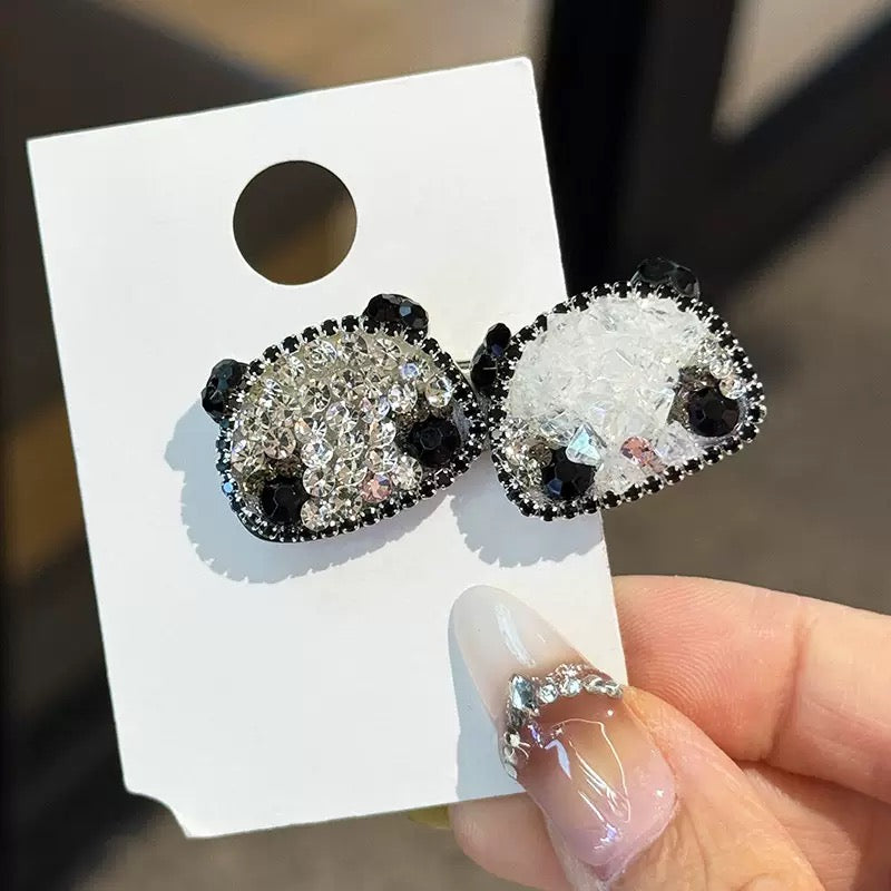 Panda Czech Diamond Hair Clip | Alloy Rhinestone Barrette | Sparkly Animal-Shaped Bridal Hairpin | Cute Luxury Gift for Women