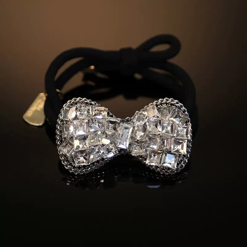 White Diamond Bow Czech Hair Clip | Alloy Rhinestone Barrette | Sparkly Crystal Butterfly Bridal Hairpin | Elegant Luxury Gift for Women