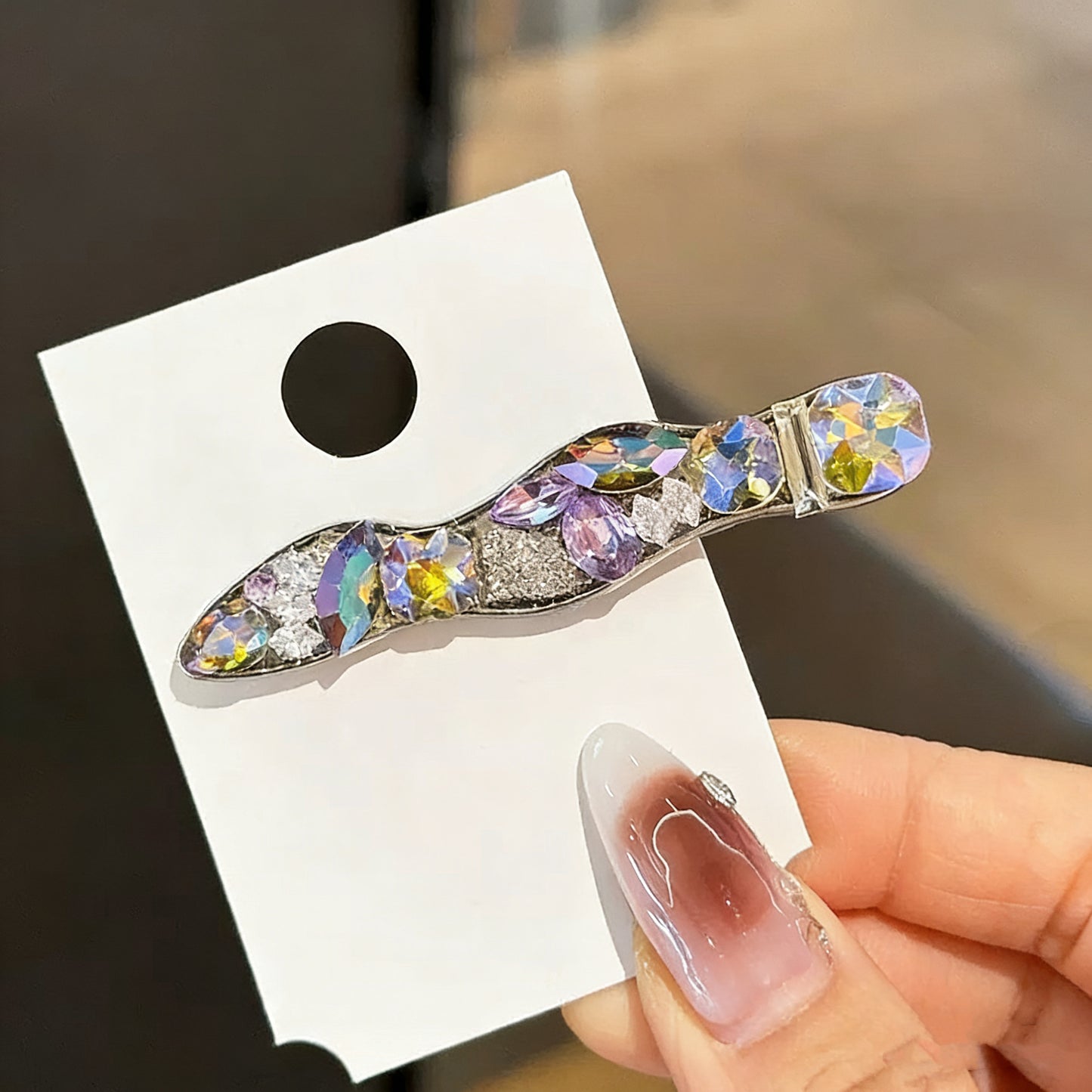 Purple Czech Diamond Hair Clip | Alloy Rhinestone Barrette | Sparkly Regal Bridal Hairpin | Royal Luxury Gift for Women