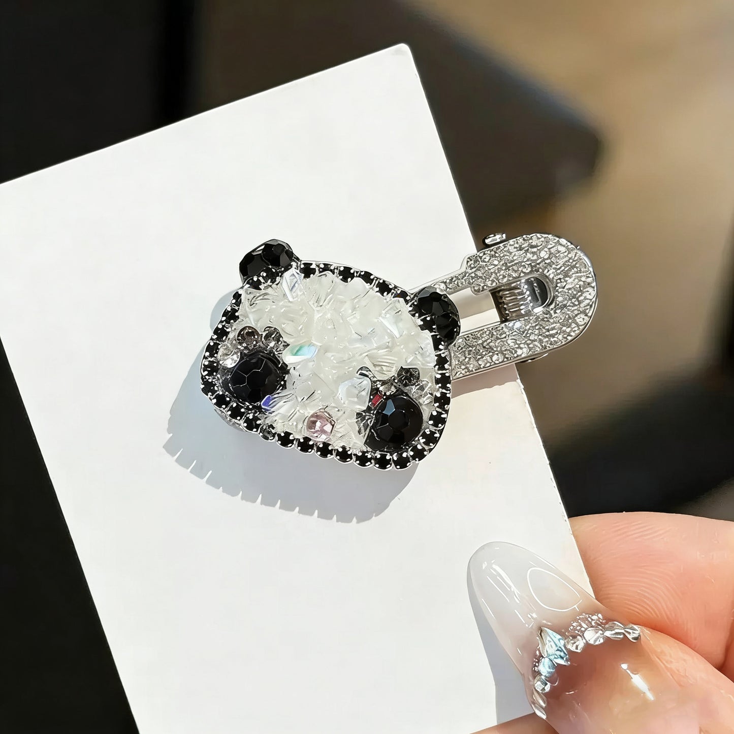 Panda Czech Diamond Hair Clip | Alloy Rhinestone Barrette | Sparkly Animal-Shaped Bridal Hairpin | Cute Luxury Gift for Women