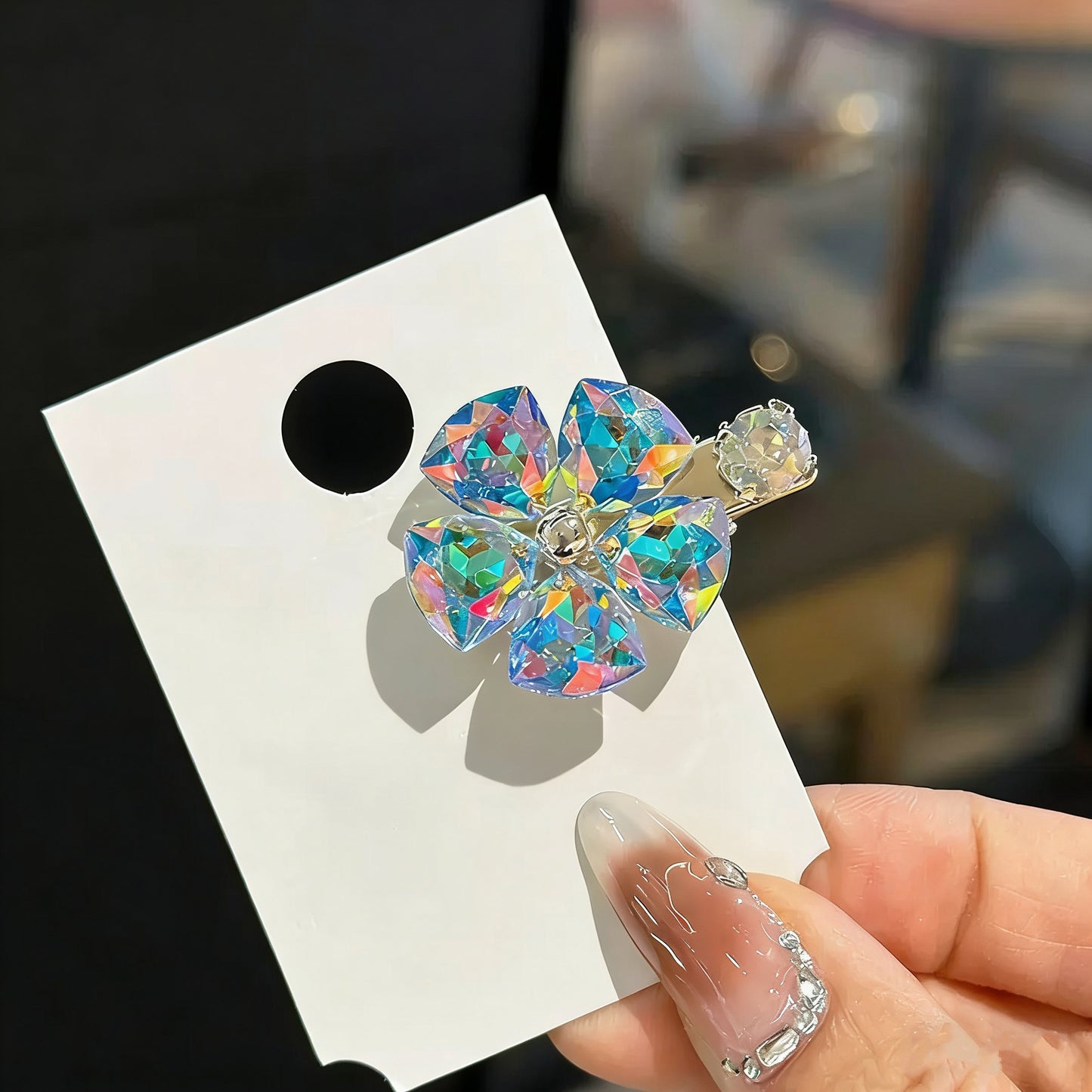 Flower Czech Diamond Hair Clip | Alloy Rhinestone Barrette | Sparkly Blooming Bridal Hairpin | Elegant Luxury Gift for Women