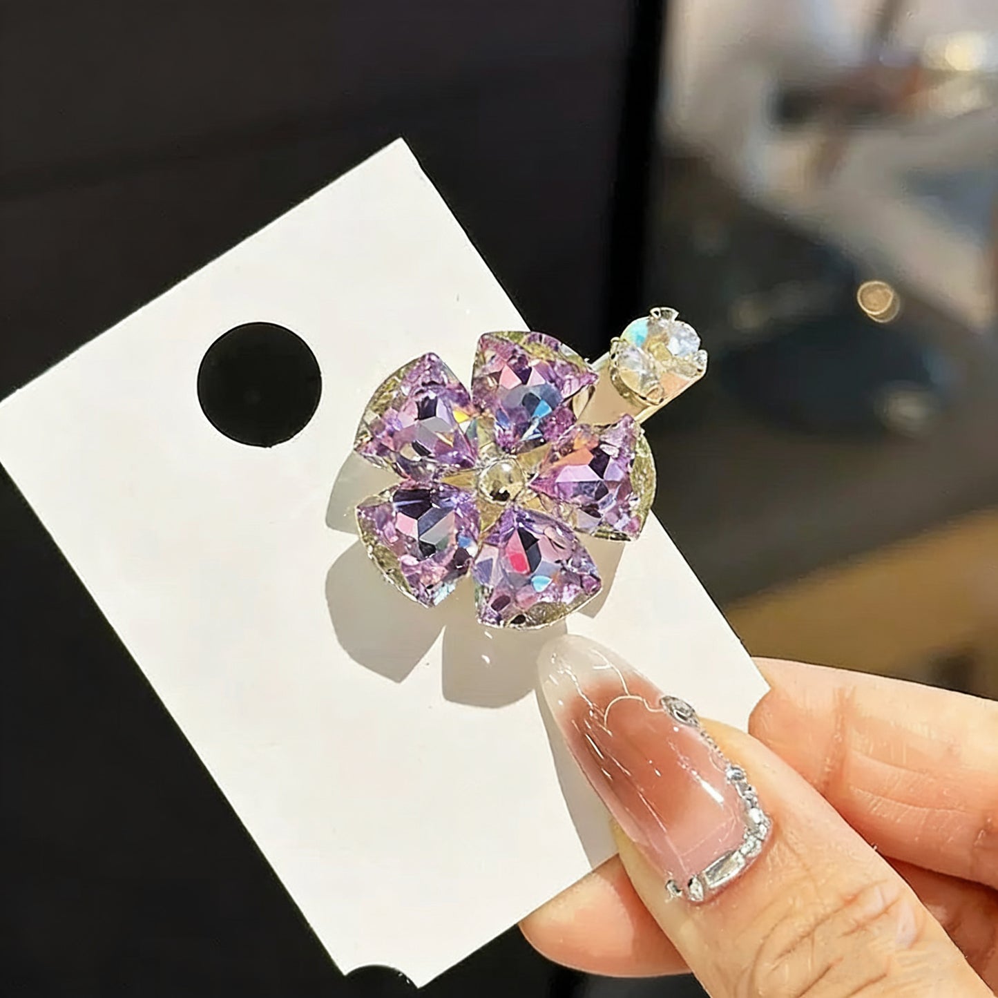 Flower Czech Diamond Hair Clip | Alloy Rhinestone Barrette | Sparkly Blooming Bridal Hairpin | Elegant Luxury Gift for Women