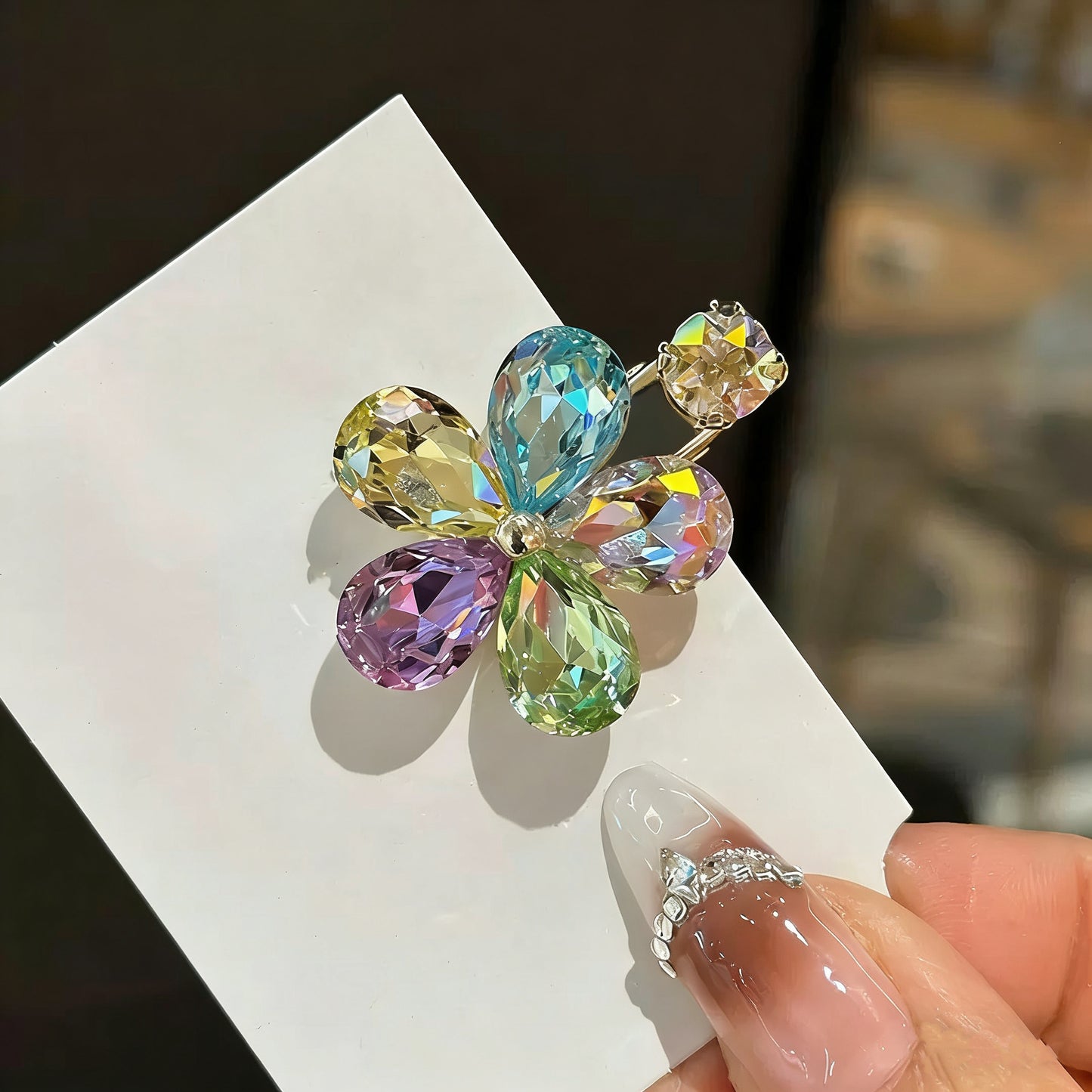 Flower Czech Diamond Hair Clip | Alloy Rhinestone Barrettes | Sparkly Wedding Bridal Hairpin | Gift for Women