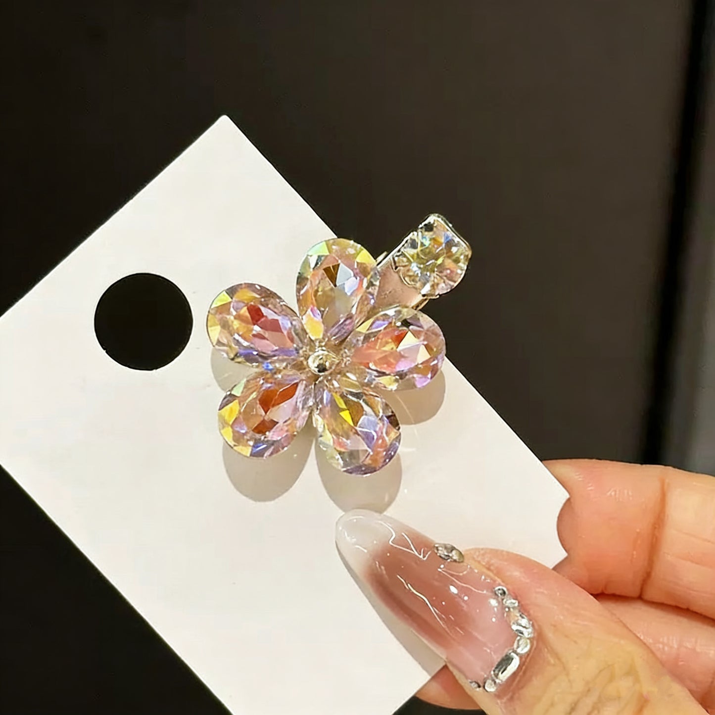 Flower Czech Diamond Hair Clip | Alloy Rhinestone Barrettes | Sparkly Wedding Bridal Hairpin | Gift for Women