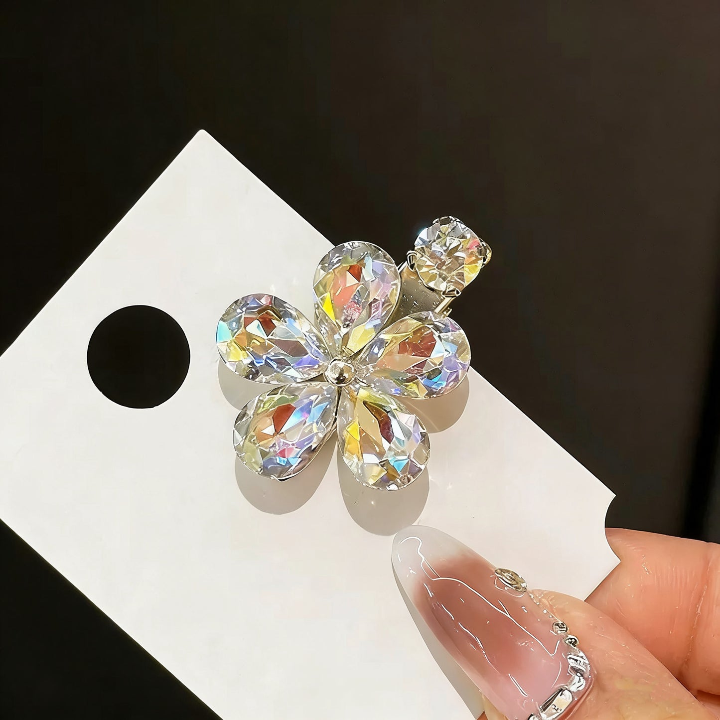 Flower Czech Diamond Hair Clip | Alloy Rhinestone Barrettes | Sparkly Wedding Bridal Hairpin | Gift for Women