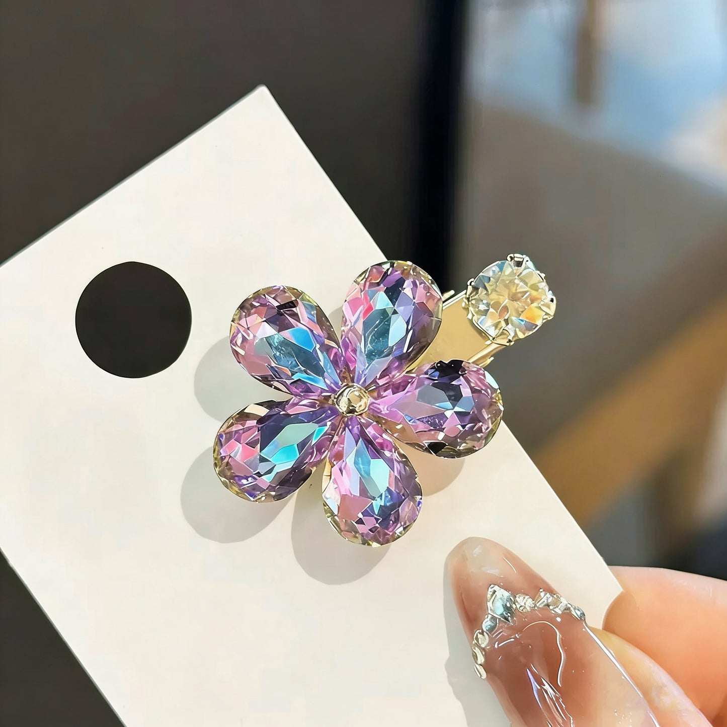 Flower Czech Diamond Hair Clip | Alloy Rhinestone Barrettes | Sparkly Wedding Bridal Hairpin | Gift for Women