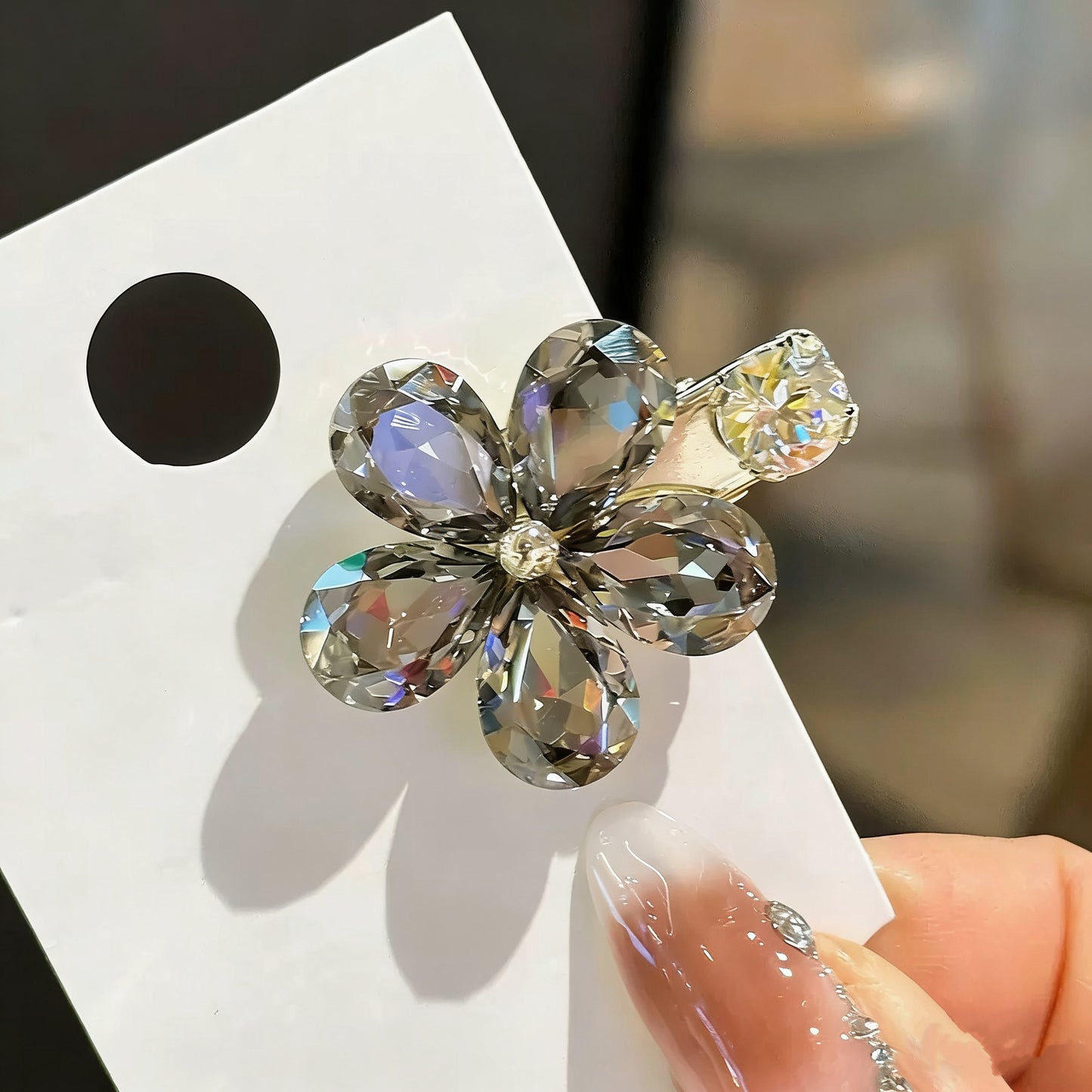 Flower Czech Diamond Hair Clip | Alloy Rhinestone Barrettes | Sparkly Wedding Bridal Hairpin | Gift for Women