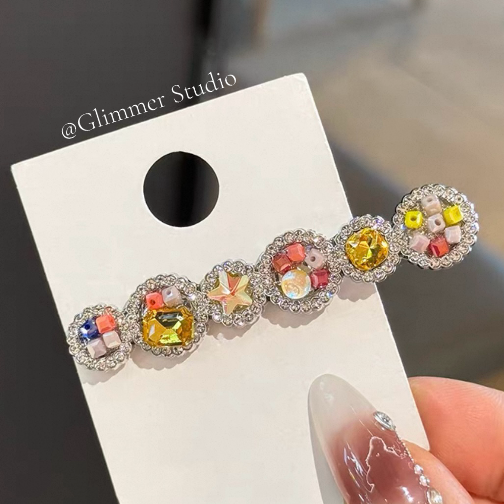 Handcrafted K9 Crystal Rhinestone Hair Clip - Sparkling Duckbill Barrette